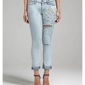 NWT Paige Jimmy Jimmy Skinny Dolly embellished jean size 30 light blue wash